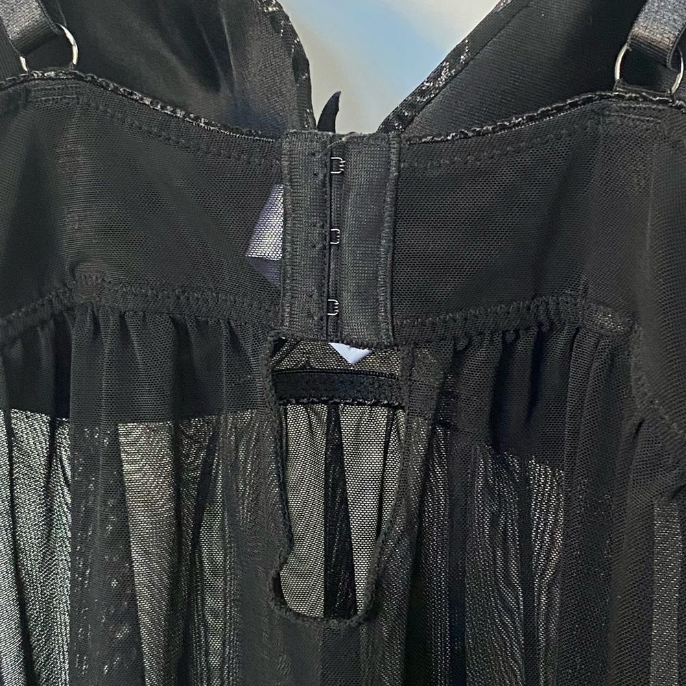Body Form Black Mesh Lace Babydoll, Size 1X - Picture 4 of 8